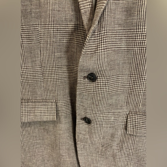 J Crew Brown Plaid Linen Cotton Blend Blazer Two Buttons Summer 44L - Picture 11 of 12